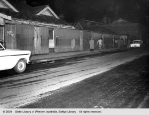 The red light area on Roe Street, shortly before the brothels were closed (image 1958).